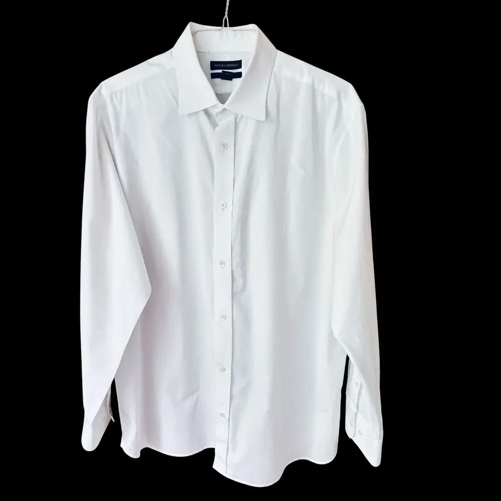 Two Banana Republic Men’s Slim Fit Long Sleeve Button Up Blue&White Shirts XL